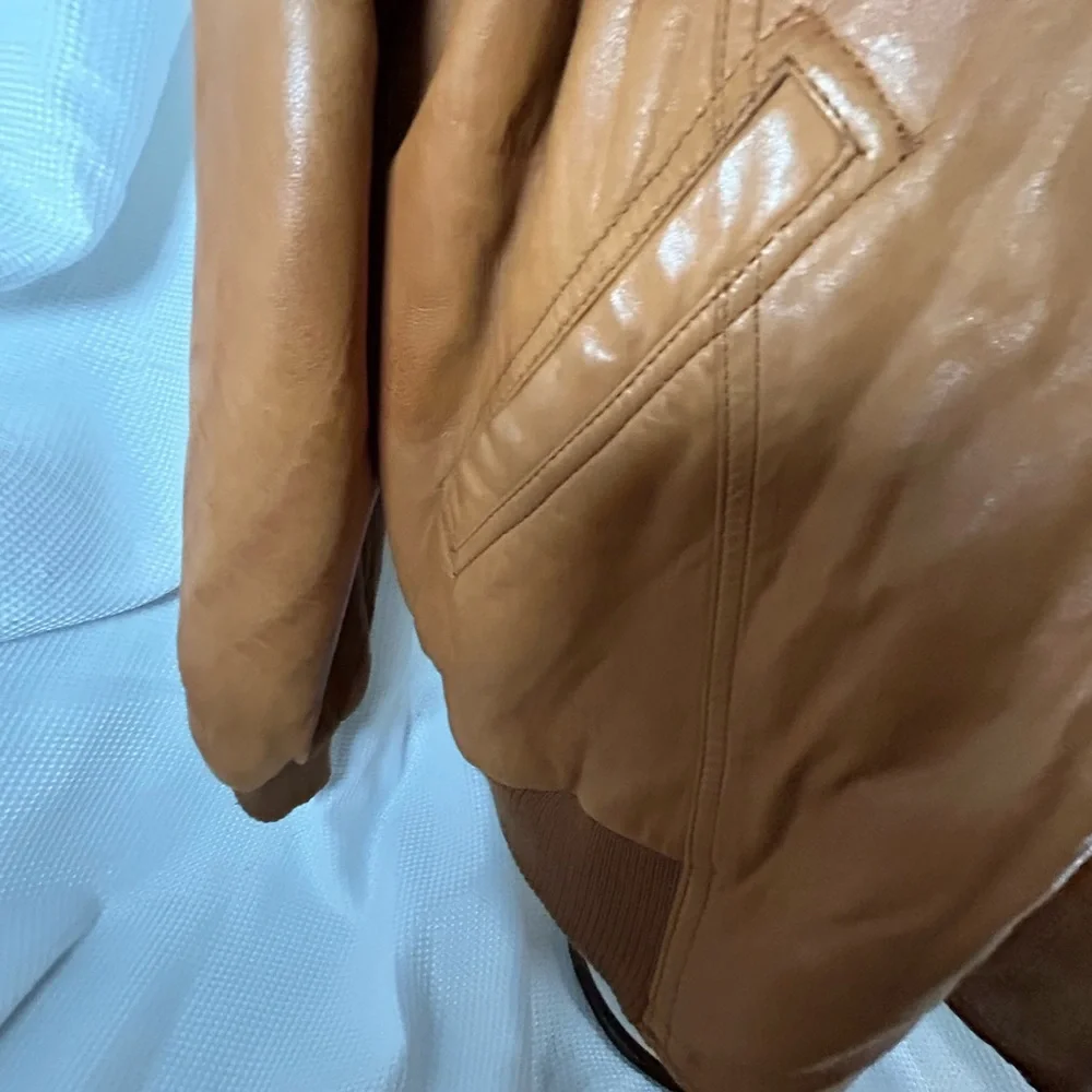 Grant men’s genuine, leather jacket, tan color - Picture 4 of 15
